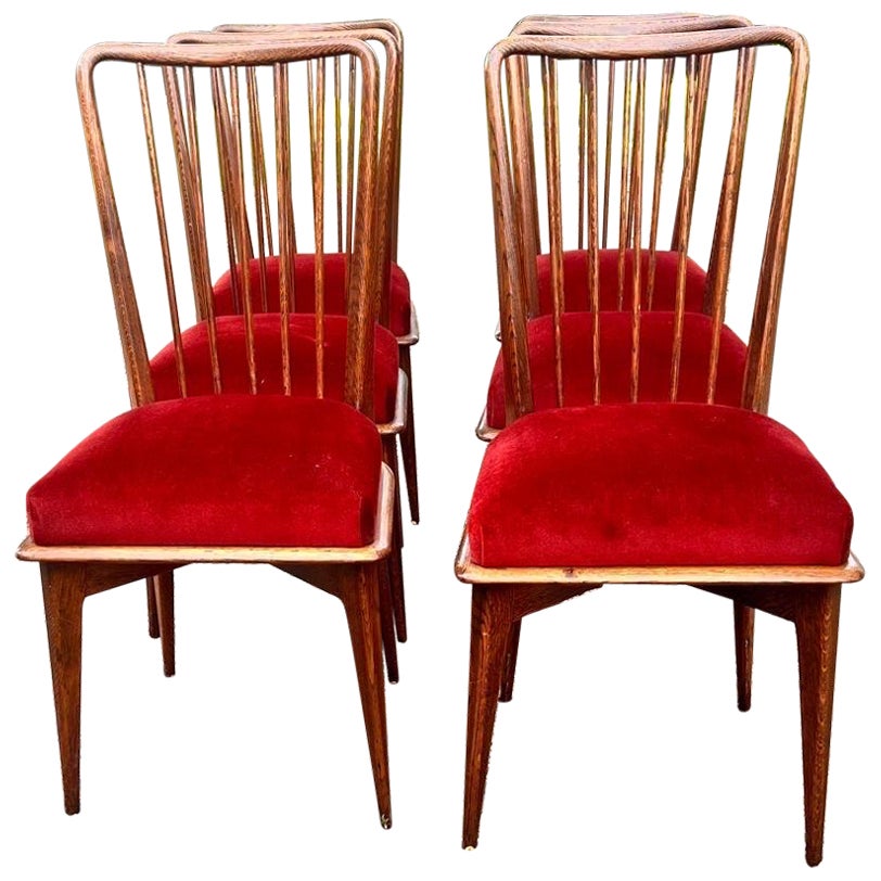 Set di 6 sedie in stile italiano del 1950 circa