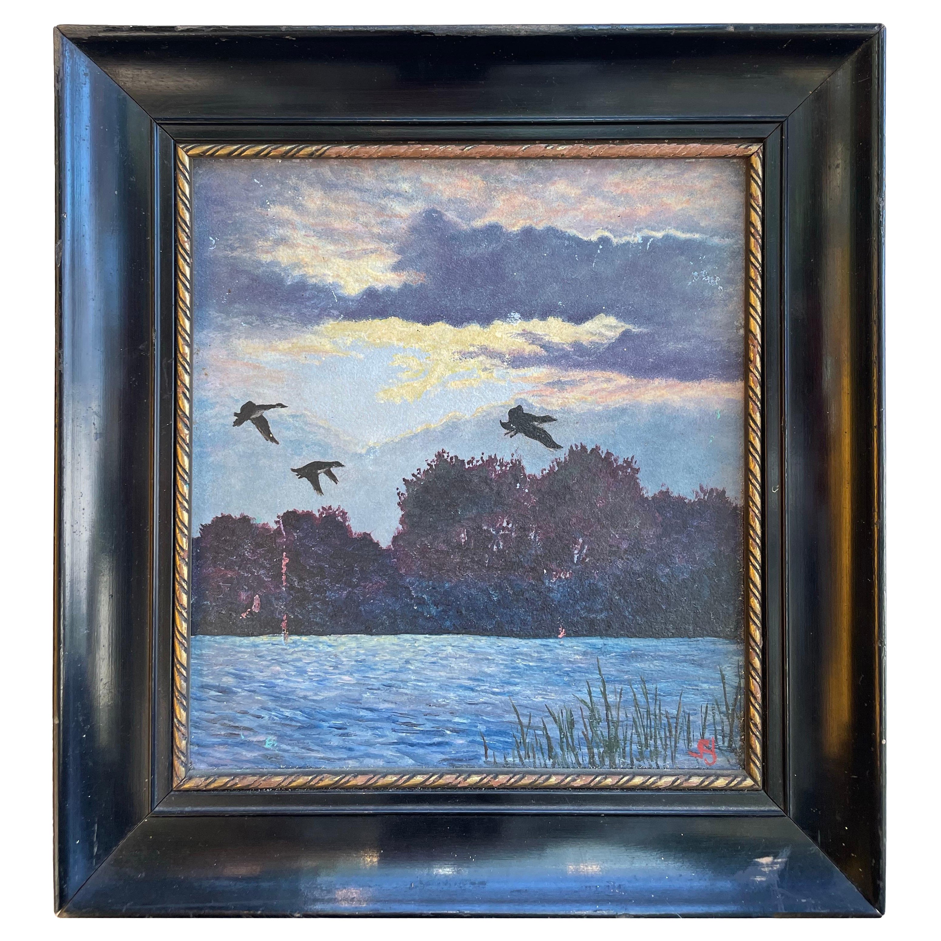 Volo serale sul lago - Pittura della metà del XX secolo dopo The Field, 1939 in vendita