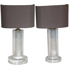 Two 1970s French Lucite Table Lamps