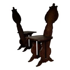 Pair of oak brutalist chairs