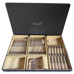 Christofle "Malmaison" Silver Plated Flatware in New Box, Set of 49