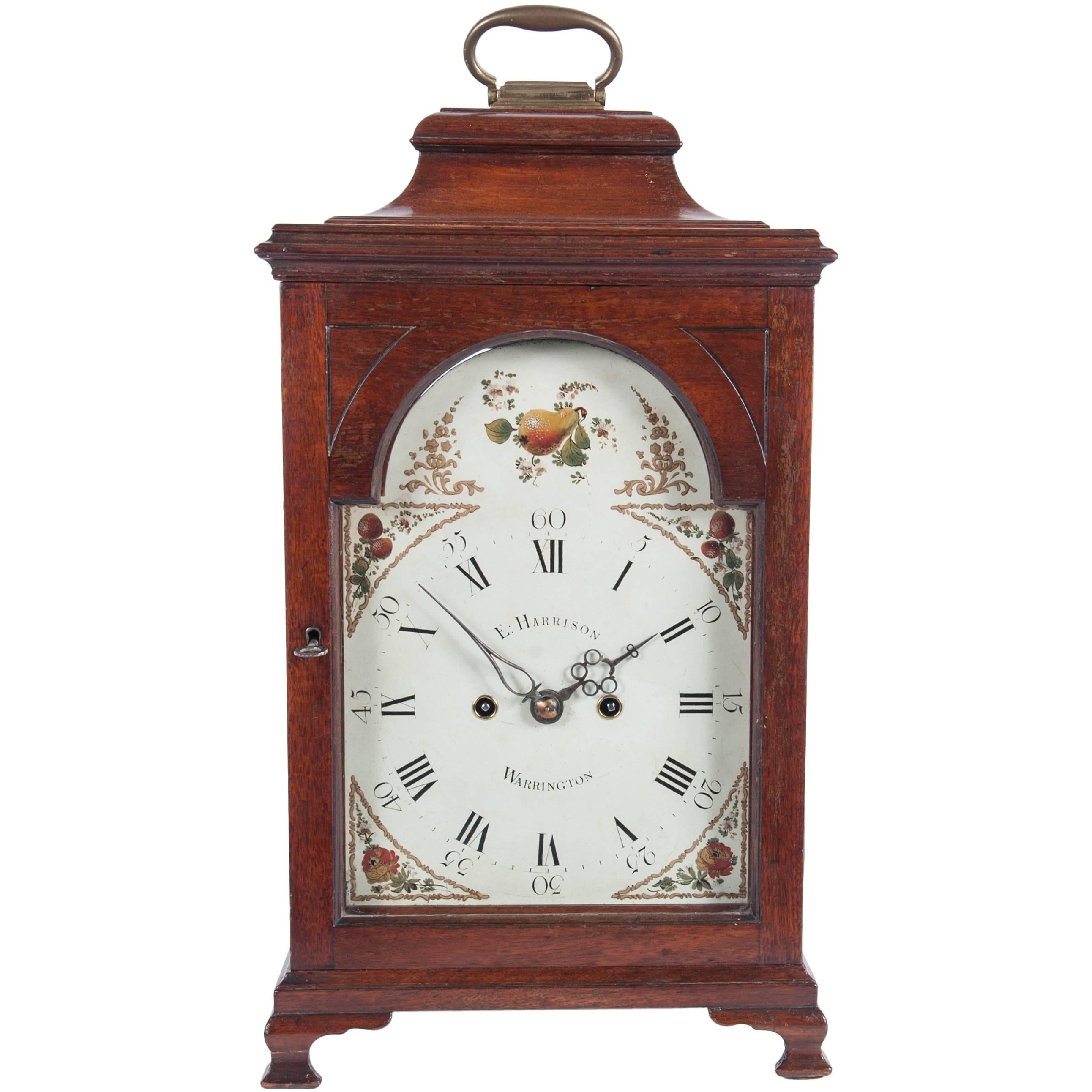 Very Nice and Charming 18th Century Mahogany English Country Bracket Clock For Sale