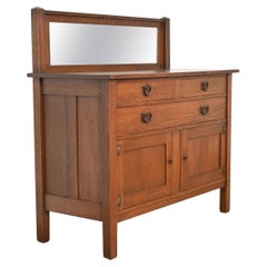 Stickley Brothers Antique Mission Oak Arts & Crafts Sideboard or Bar Cabinet