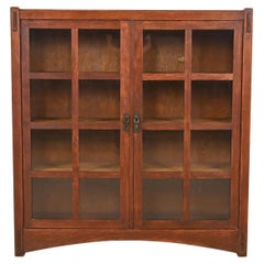 Antique Lifetime Furniture Mission Oak Arts and Crafts Double Bookcase, Circa 1900