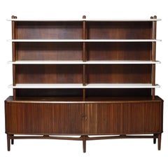 Rare Kurt Olsen Wall Unit / Tall Walnut Sideboard With Tambour Doors