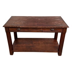 French Small pine drapery table from the 1950s