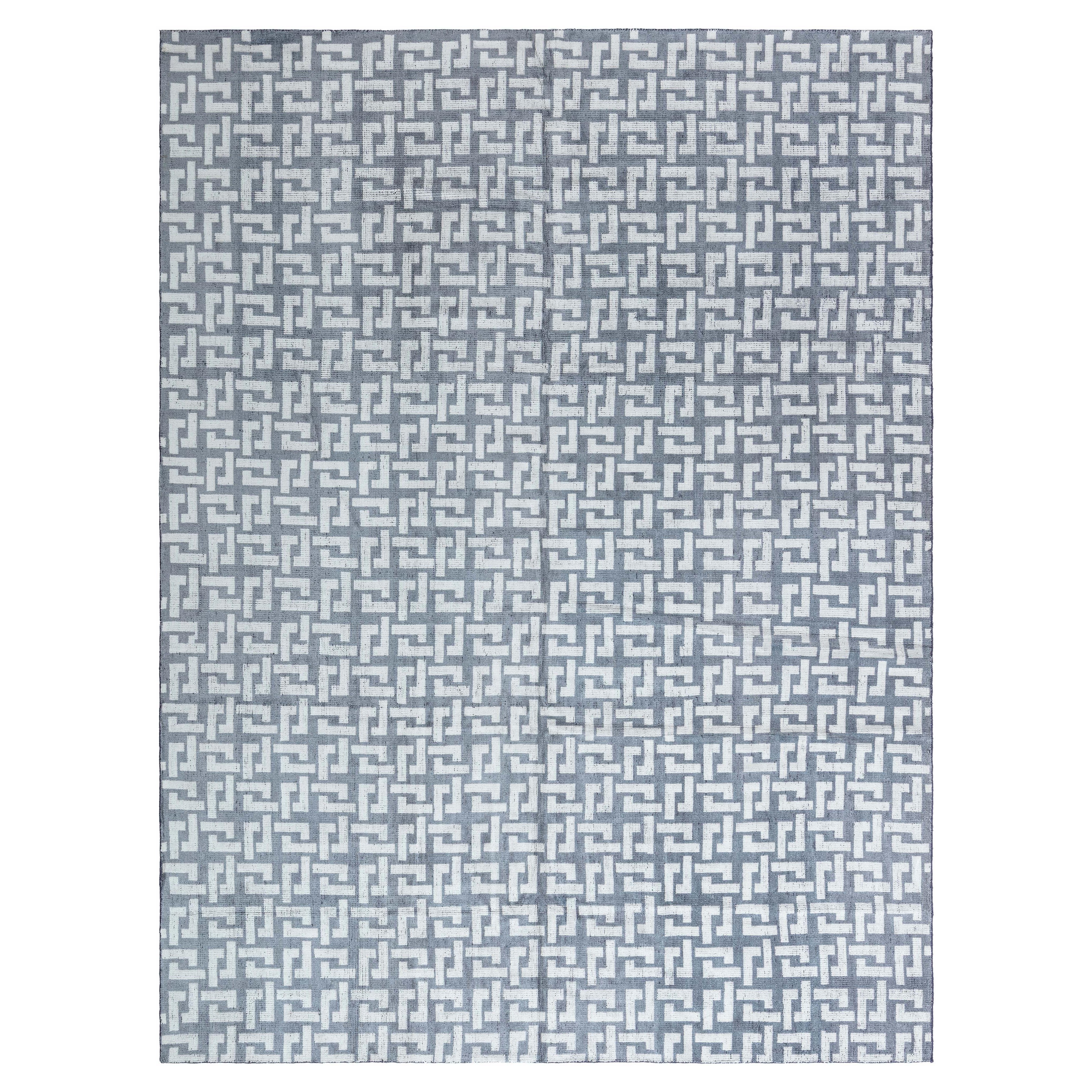Contemporary Black and White Large Modular Geometric Rug by Doris Leslie Blau