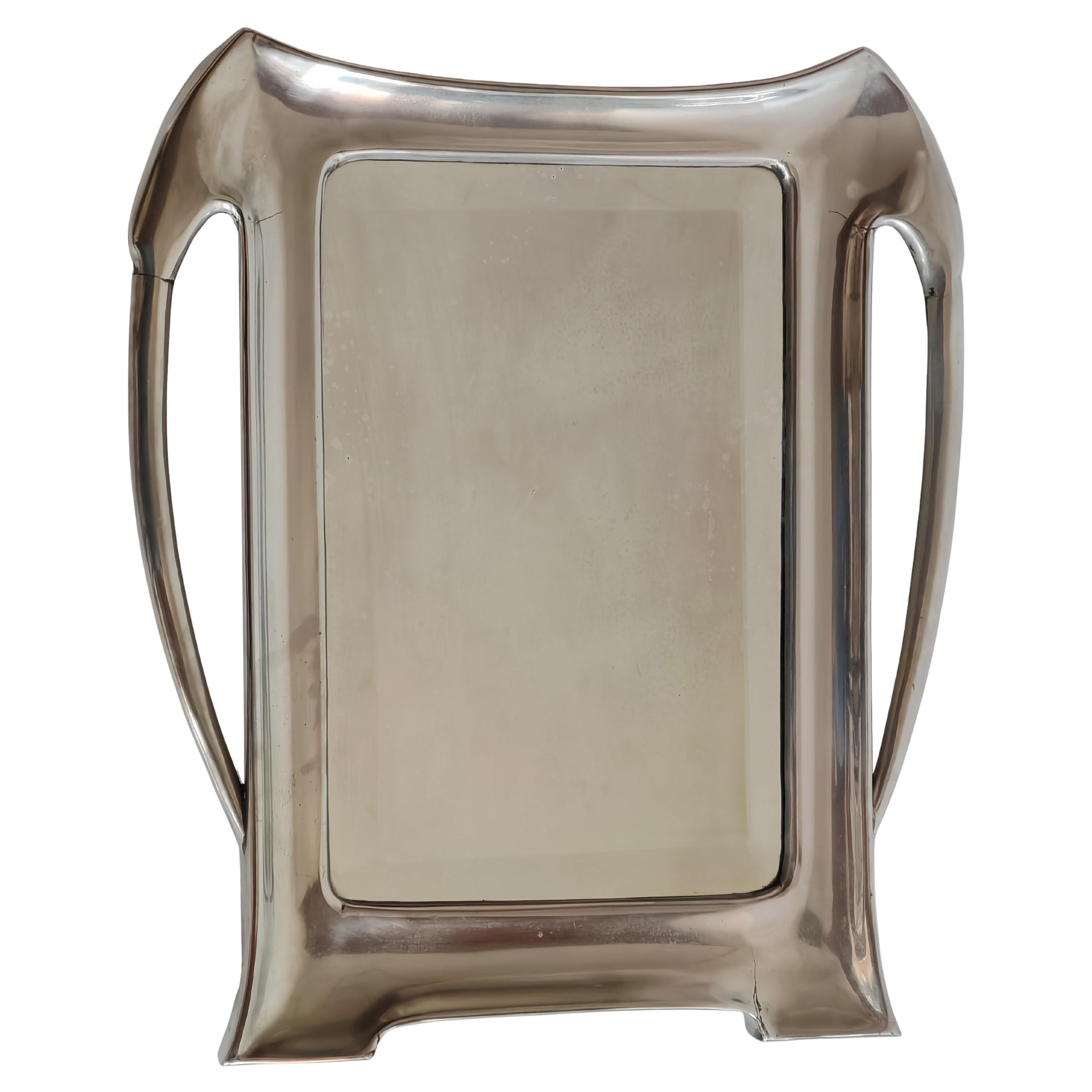 Früh 1900 Jugendstil Frankreich Silber Metall Wandspiegel