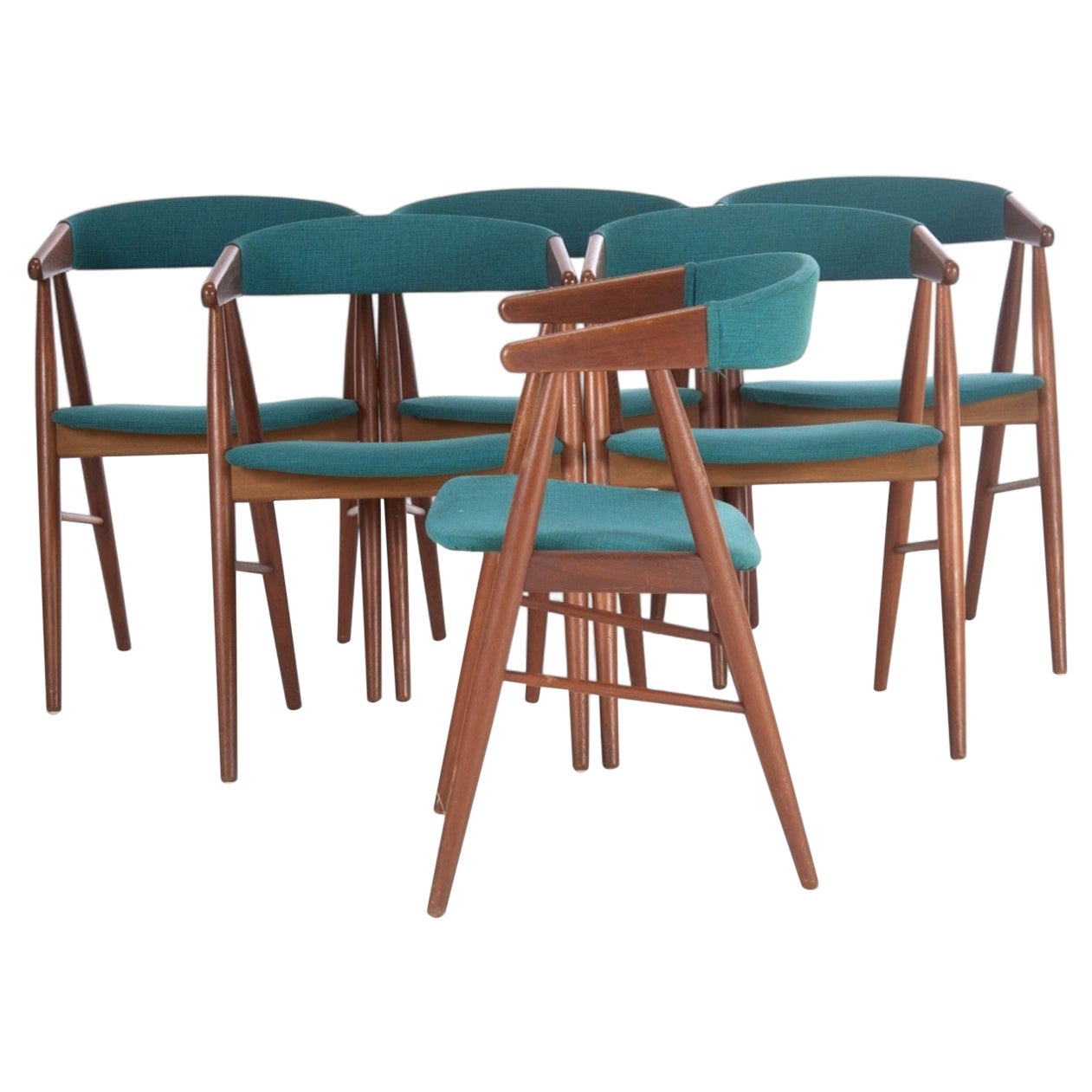 Ensemble de six chaises de salle à manger Aksel Bender Madsen en teck en vente