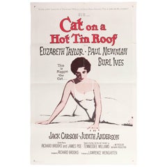 Vintage Original 1958 Elizabeth Taylor "Cat on a Hot Tin Roof" Film Poster