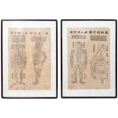 Antique Pair of Asian Acupuncture Prints