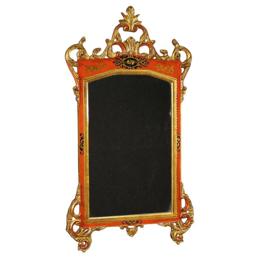 20th Century Lacquered Gold Painted Wood Tuscan Mirror, 1960