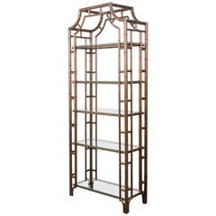 Chinese Chippendale Pagoda Style Faux Bamboo Etagere