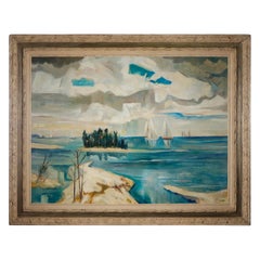 Vintage Harry Hutchinson Shaw Oil on Canvas Titled "Off The Pass" Circa 1960