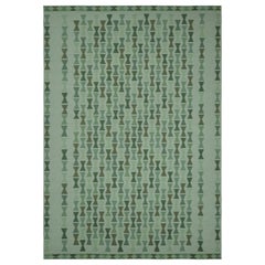 Rug & Kilim’s Scandinavian Style Rug with Green and Teal Blue Hourglass Patterns