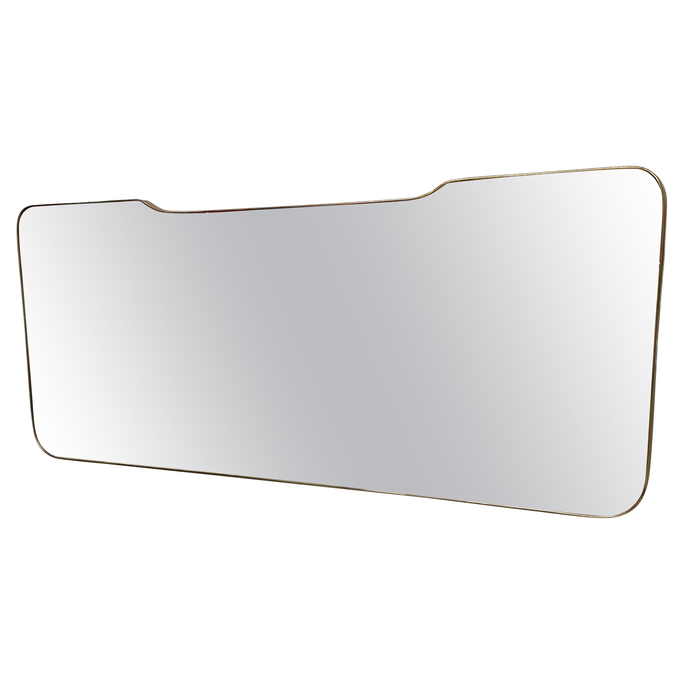 Italian mid-century modern wall mirror with brass, 1950s