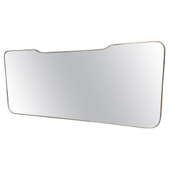 Italian mid-century modern wall mirror with brass, 1950s