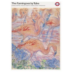 1987 TFL - I fenicotteri in metropolitana - Golders Hill Park Poster originale d'epoca
