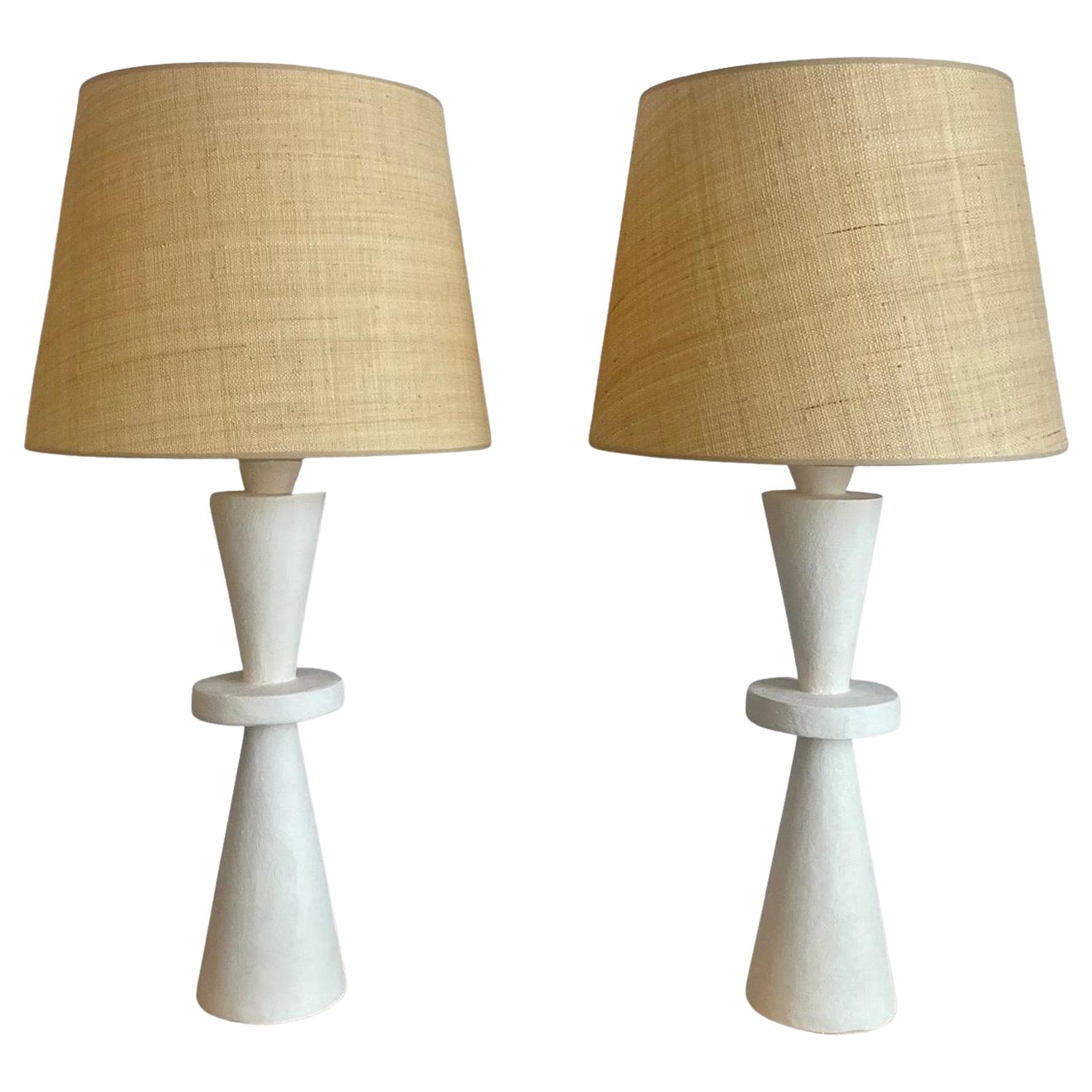 Paar Tischlampen aus Stuckgips