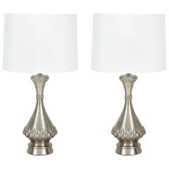 Pair of Brushed Nickel Lamps by Westwood Industries 9