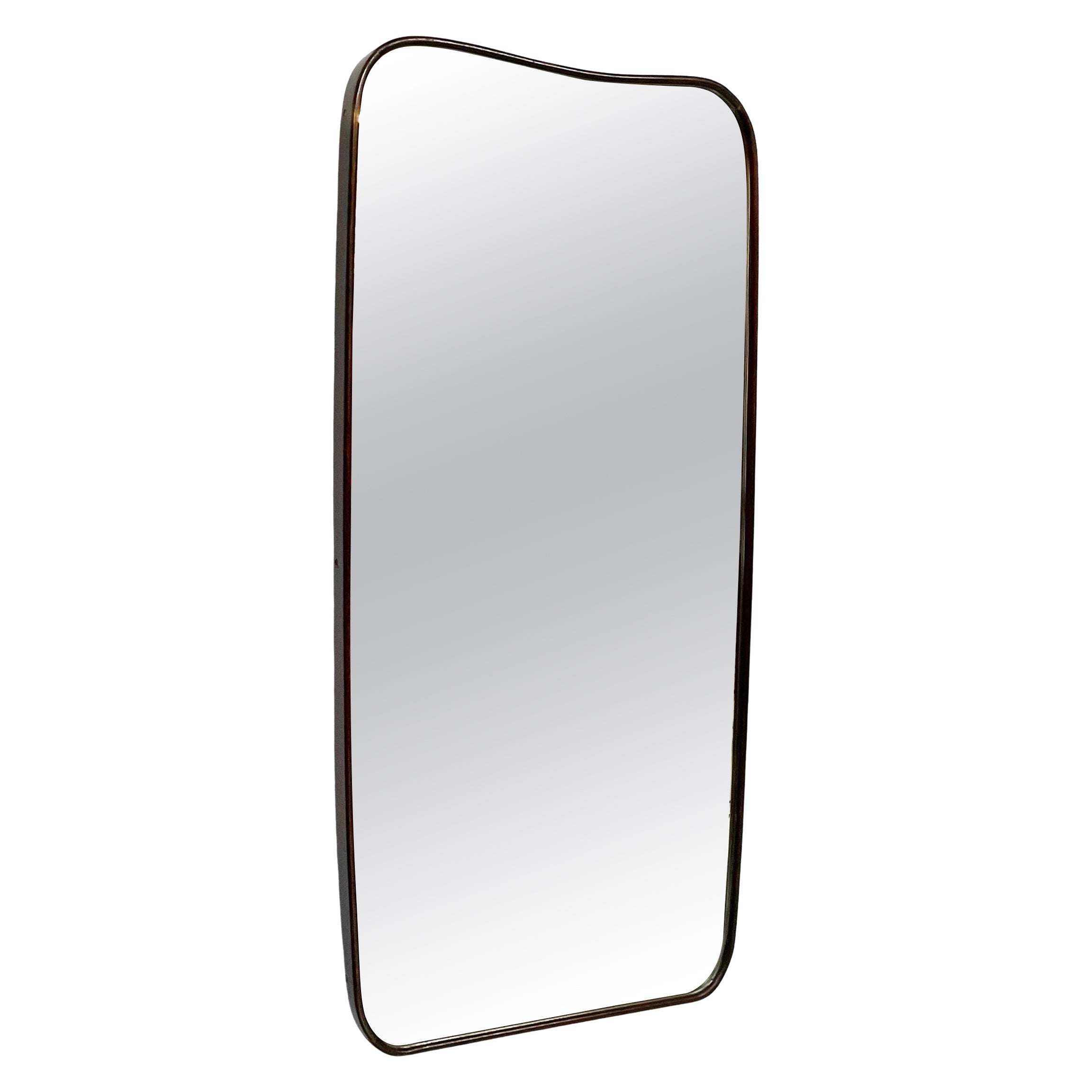 Italian mid-century modern shaped wall mirror in wood, 1940s