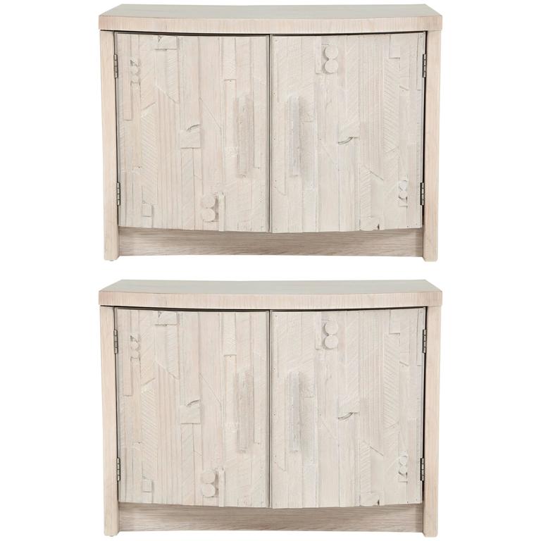 Pair of Bleached Driftwood Grey Brutual Front Nightstands at 1stdibs
