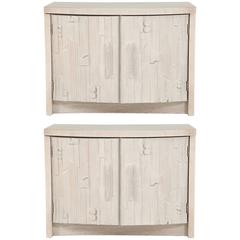 Pair of Bleached Driftwood Grey Brutual Front Nightstands