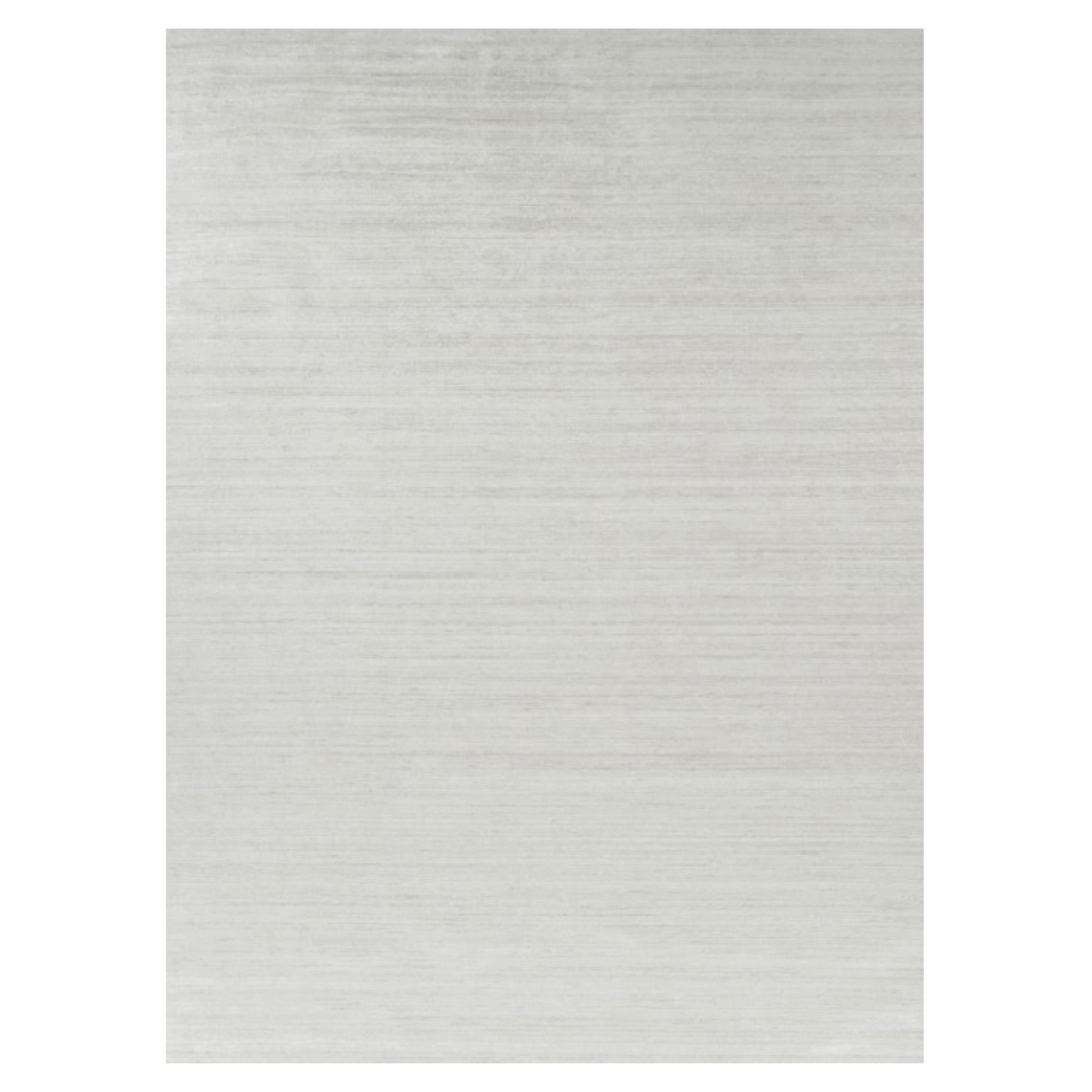 Rug & Kilim’s Oversized Textural Rug In Solid White, Gray and Cream Striae For Sale
