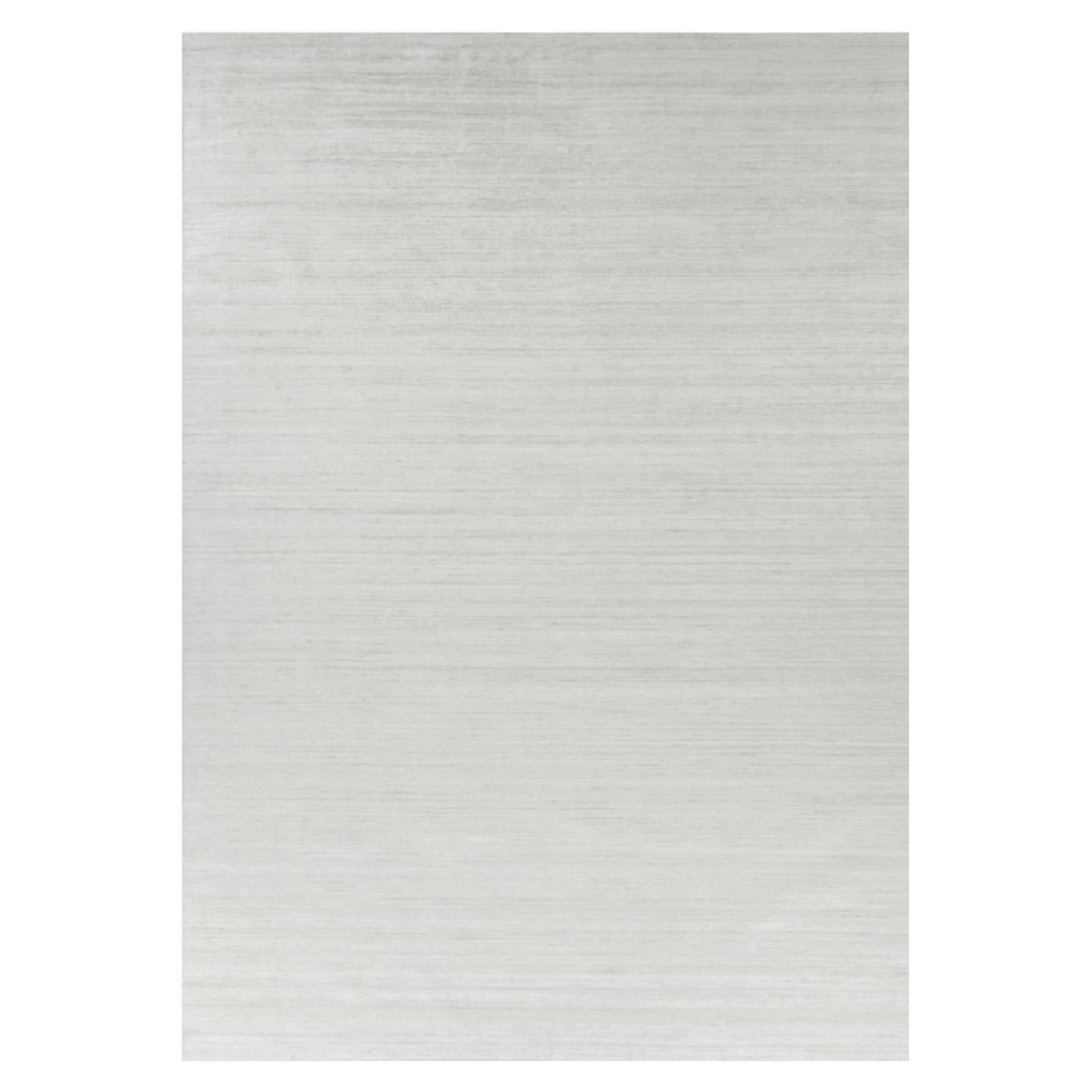 Tapis texturé surdimensionné de Rug & Kilim à rayures unies blanches, grises et crèmes