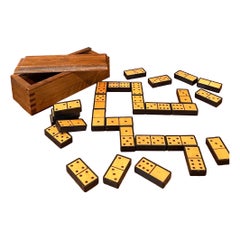 Set di domino MCM vintage in scatola di legno