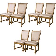 Set of Six Jonathan Charles American Colonial Square Back Tan Chairs