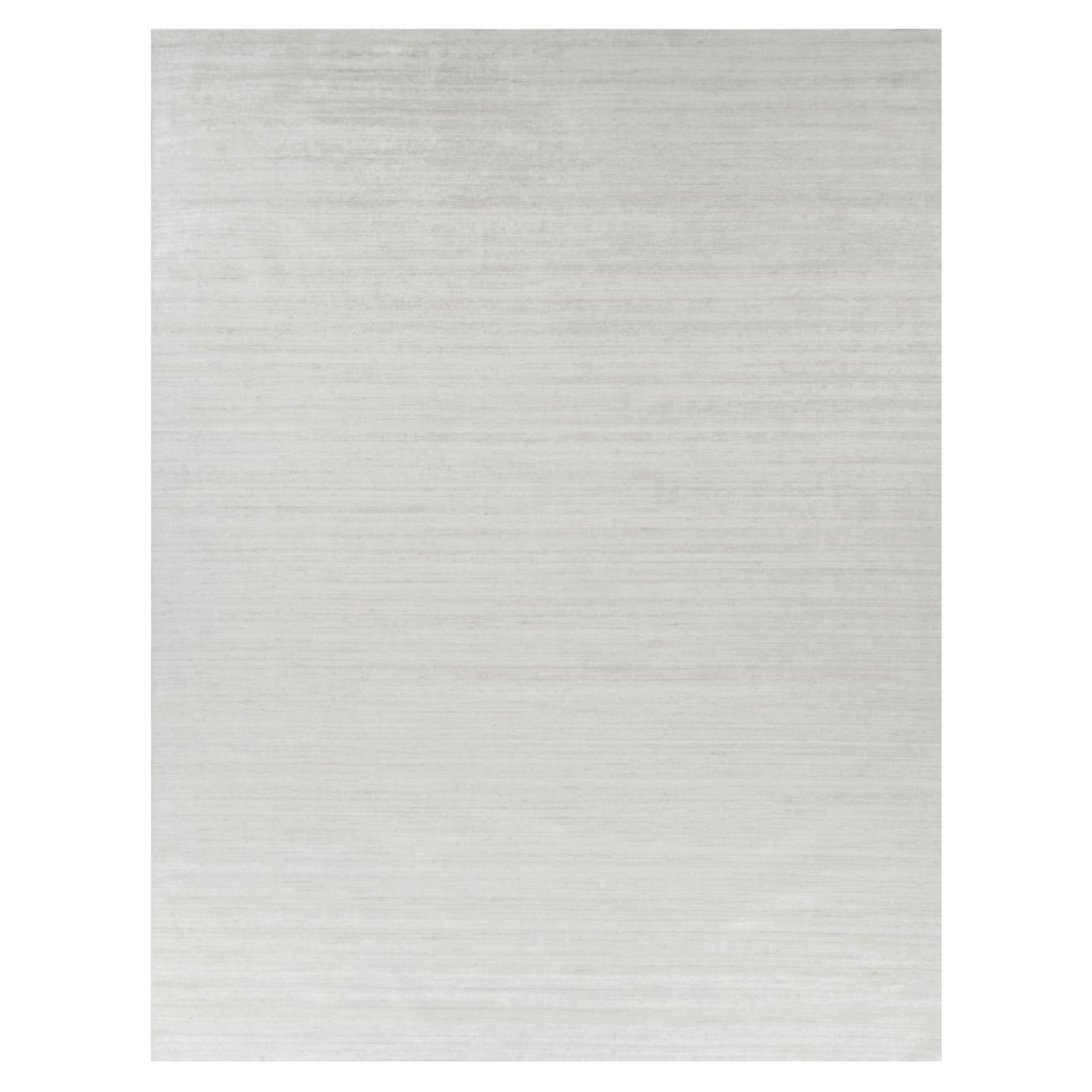 Tapis texturé surdimensionné de Rug & Kilim à rayures unies blanches, grises et crèmes