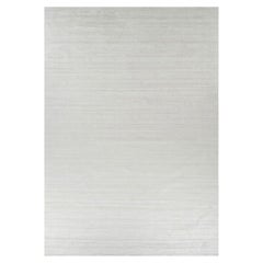 Rug & Kilim’s Oversized Textural Rug In Solid White, Gray and Cream Striae