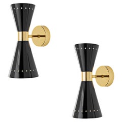 'Megafono' Glossy Black Wall Lamp for Stilnovo