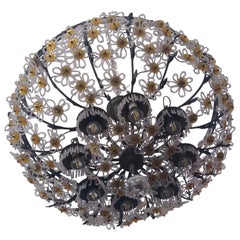 Amber Glass Flush Mount, Italy 1940s