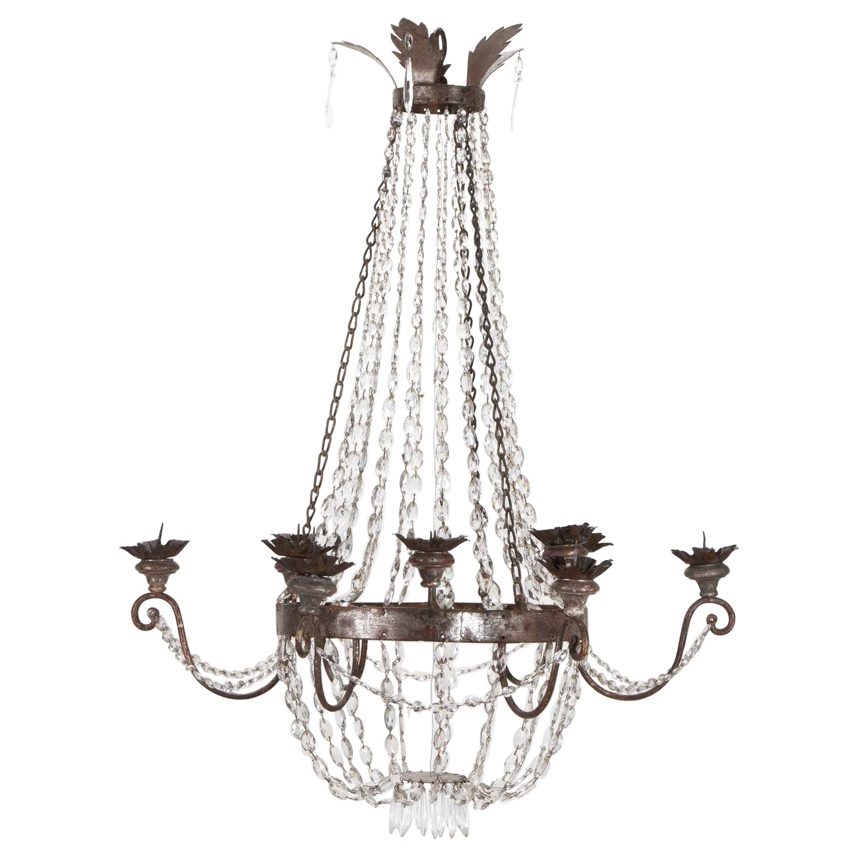 18th Century Italian Crystal and Silver Gilt Chandelier