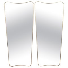 Pair of Large Contemporary Italian Brass Mirrors