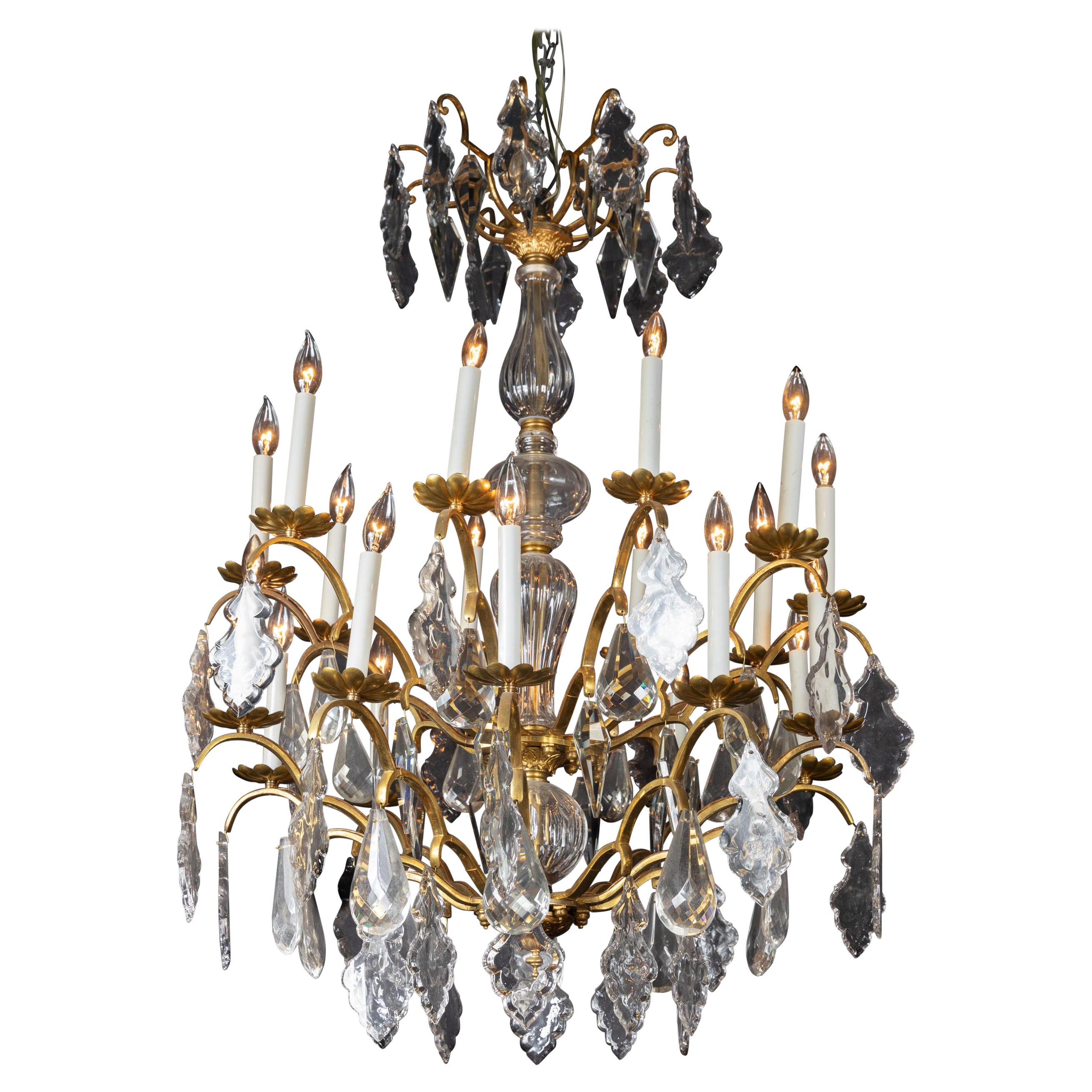 French 19th Century Bronze & Crystal Chandelier