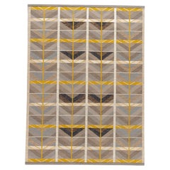 Tappeto in lana a trama piatta in stile svedese moderno con disegno geometrico in tonalità terrose
