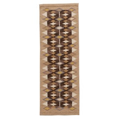 Tapis moderne en laine tissée à plat de style scandinave à motifs géométriques en Brown