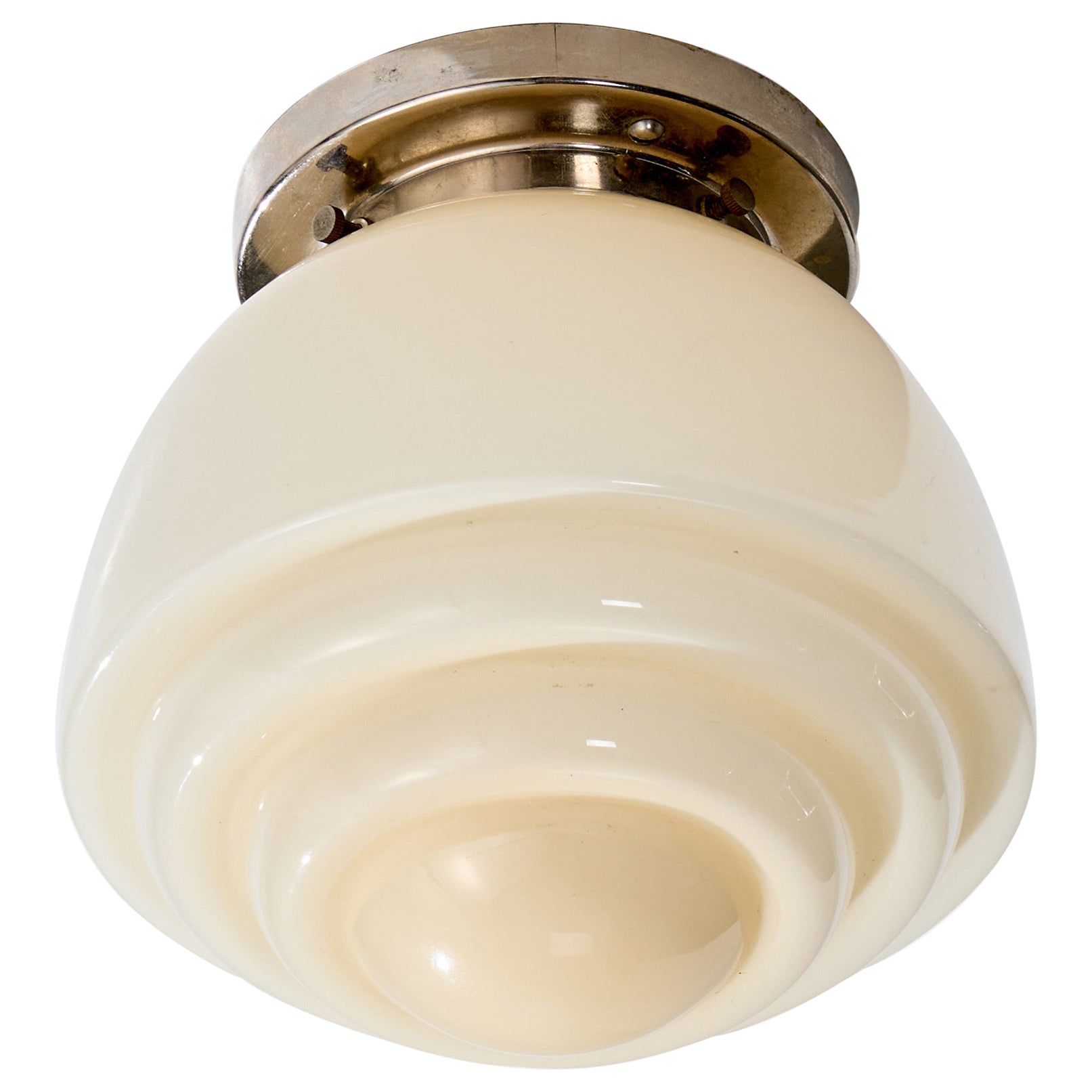 Schwedischer Designer, Einbaubeleuchtung, Glas, Chrom, Schweden, 1930er Jahre
