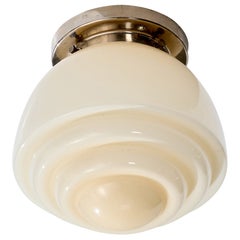 Swedish Designer, Flush Mount, Glass, Chrome, Sweden, 1930s