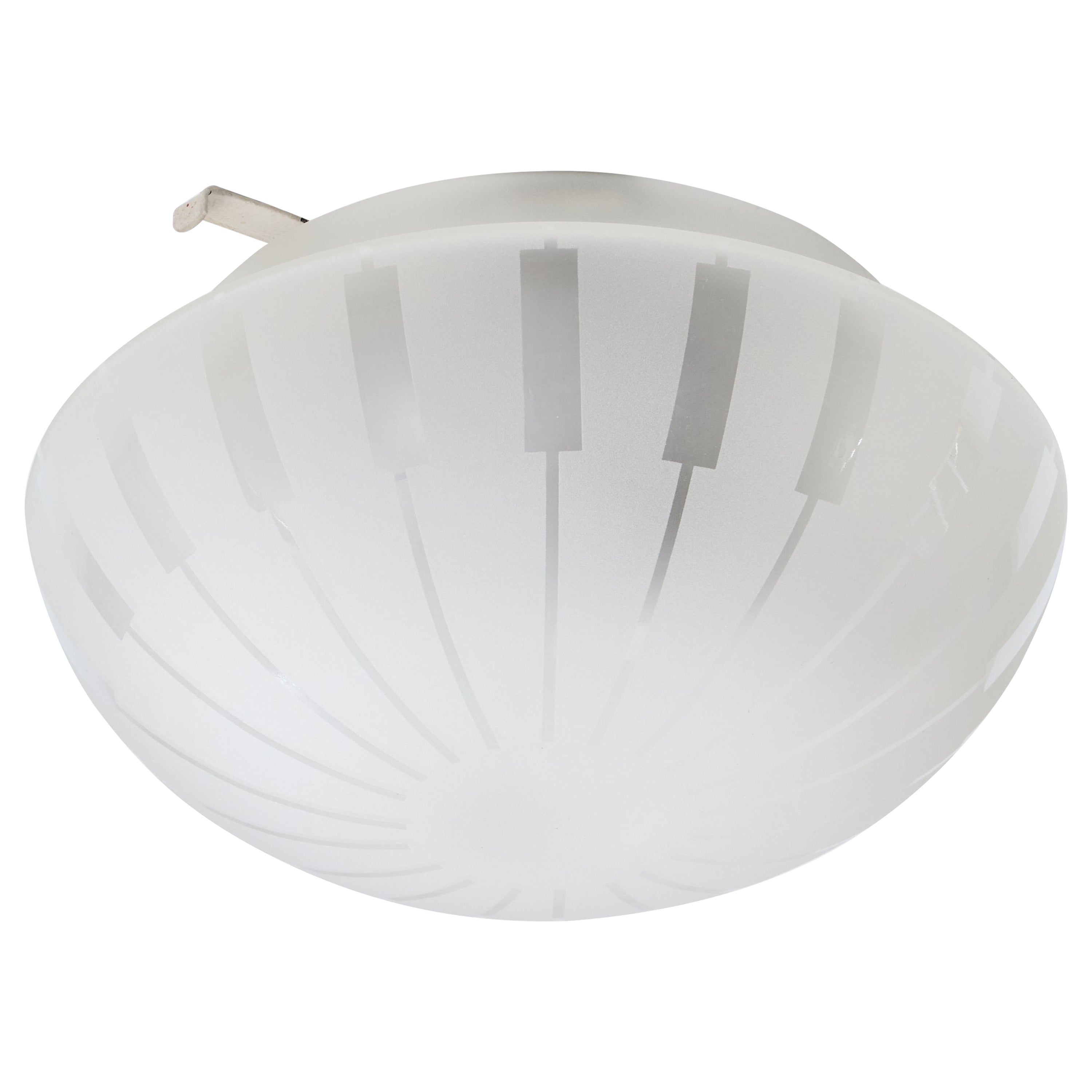 Swedish Designer, Flush Mount, Glass, Metal, Sweden, 1940s