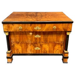 19th Century German Walnut Commode with Ebonized Details with Gilt Bronze Mounts
