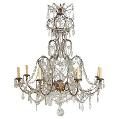 Italian Rococo Style Iron, Giltwood, and Glass 8-Light Chandelier, mid 19th cen.