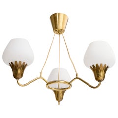 ASEA, Chandelier, Brass, Glass, Sweden, 1950s