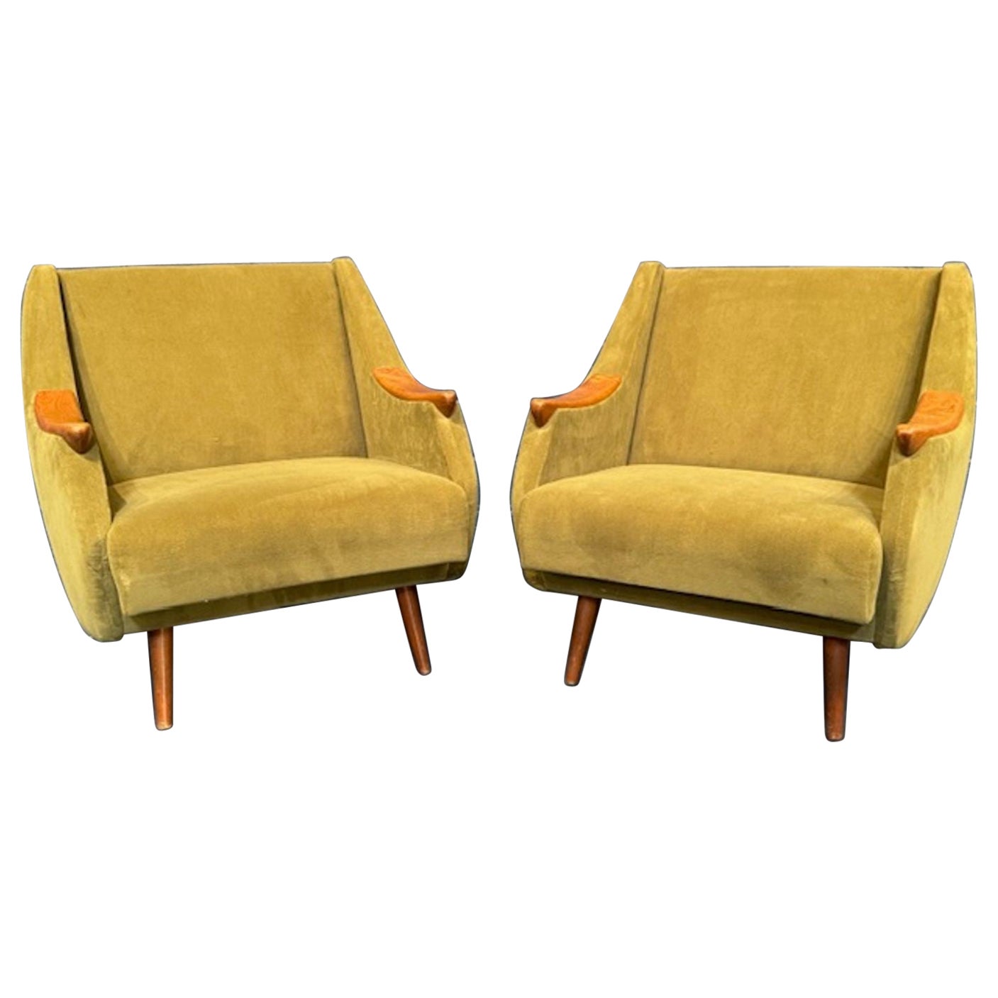 Pair of Danish Oak Mid Century Club Chairs