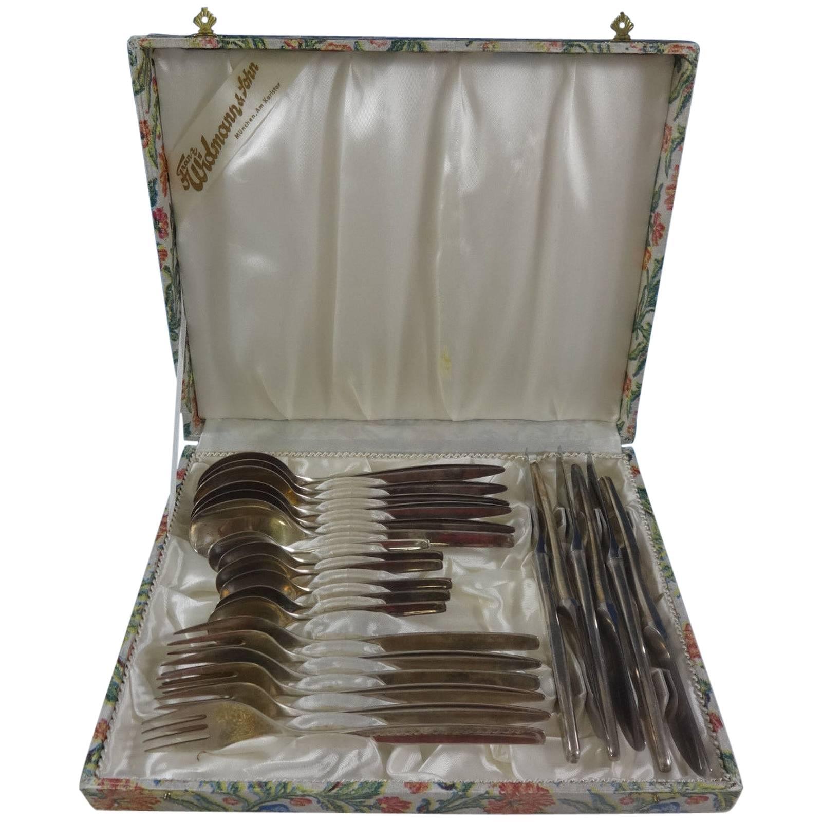 800 Silver Wmf #193 Flatware Set Service Dinner Size 24 Pieces in Vintage Box For Sale