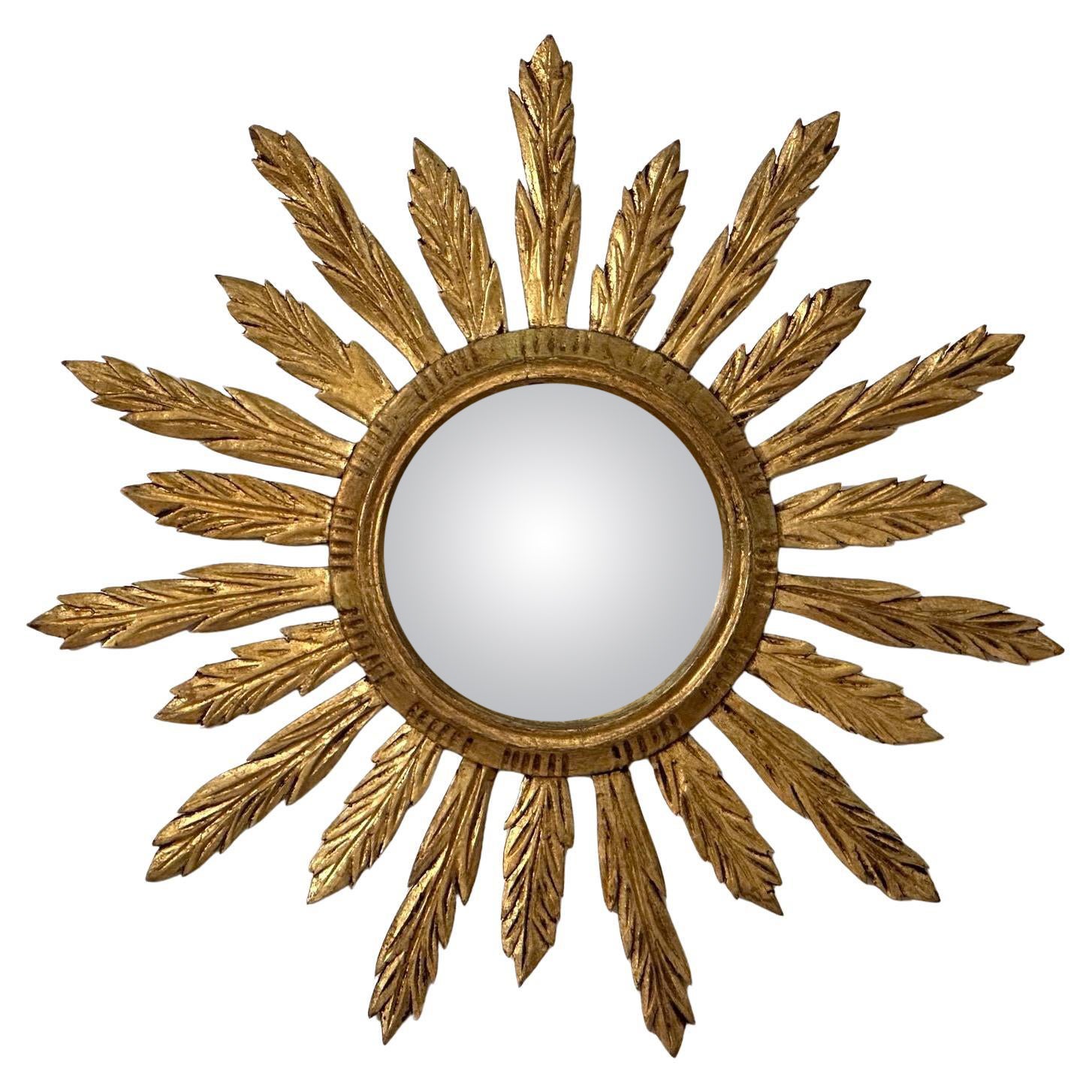Französisch vergoldet Sunburst oder Starburst Konvexspiegel (Durchmesser 29)