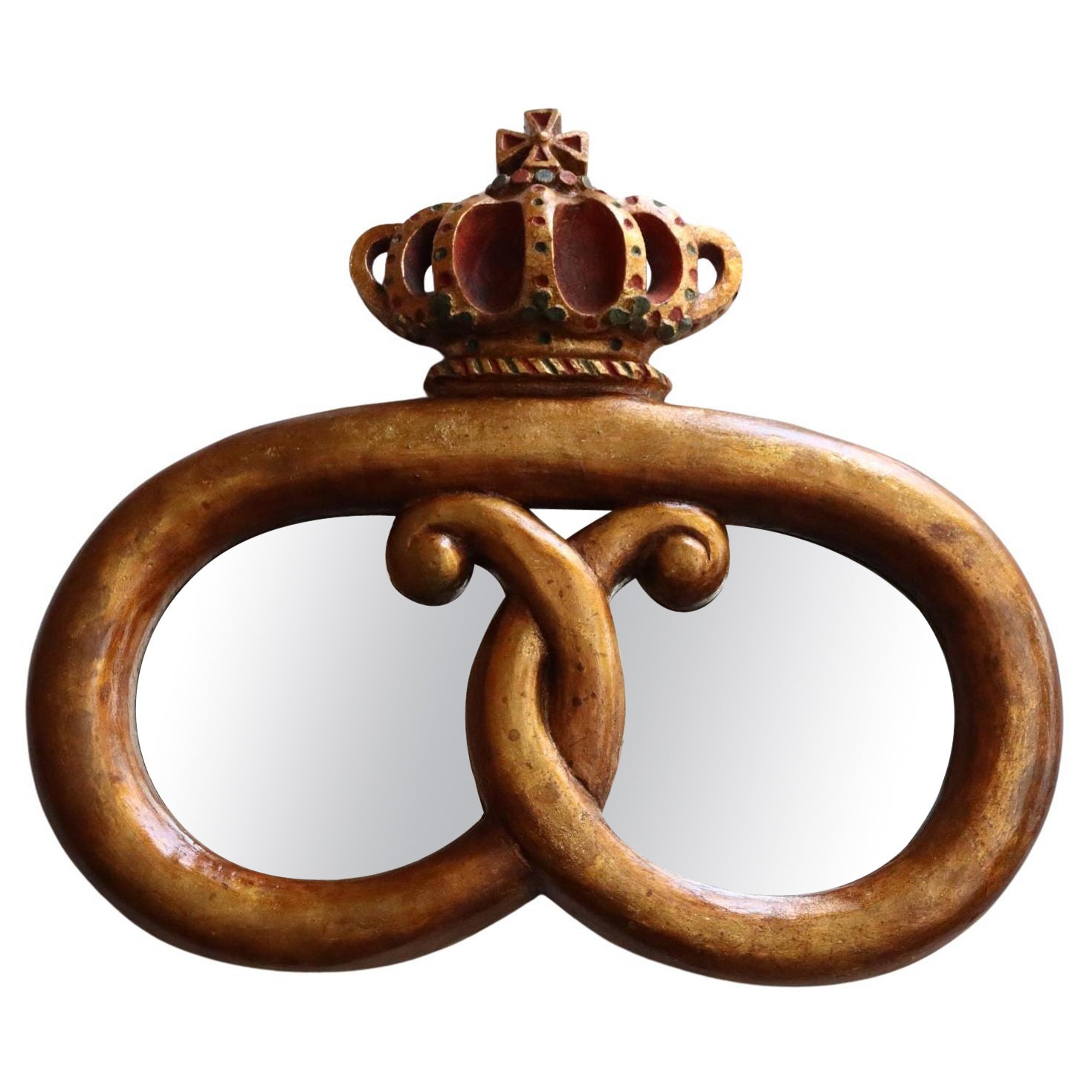 Panneau de commerce de Bakery vintage peint en composite Pretzel and Crown Mirrored Jo Mead